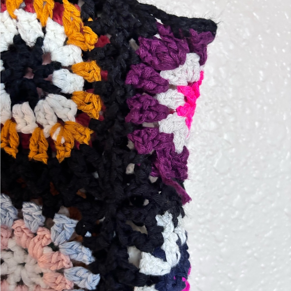 Colorful Crochet Granny Square Women's Crop Top - Picture 3 of 3